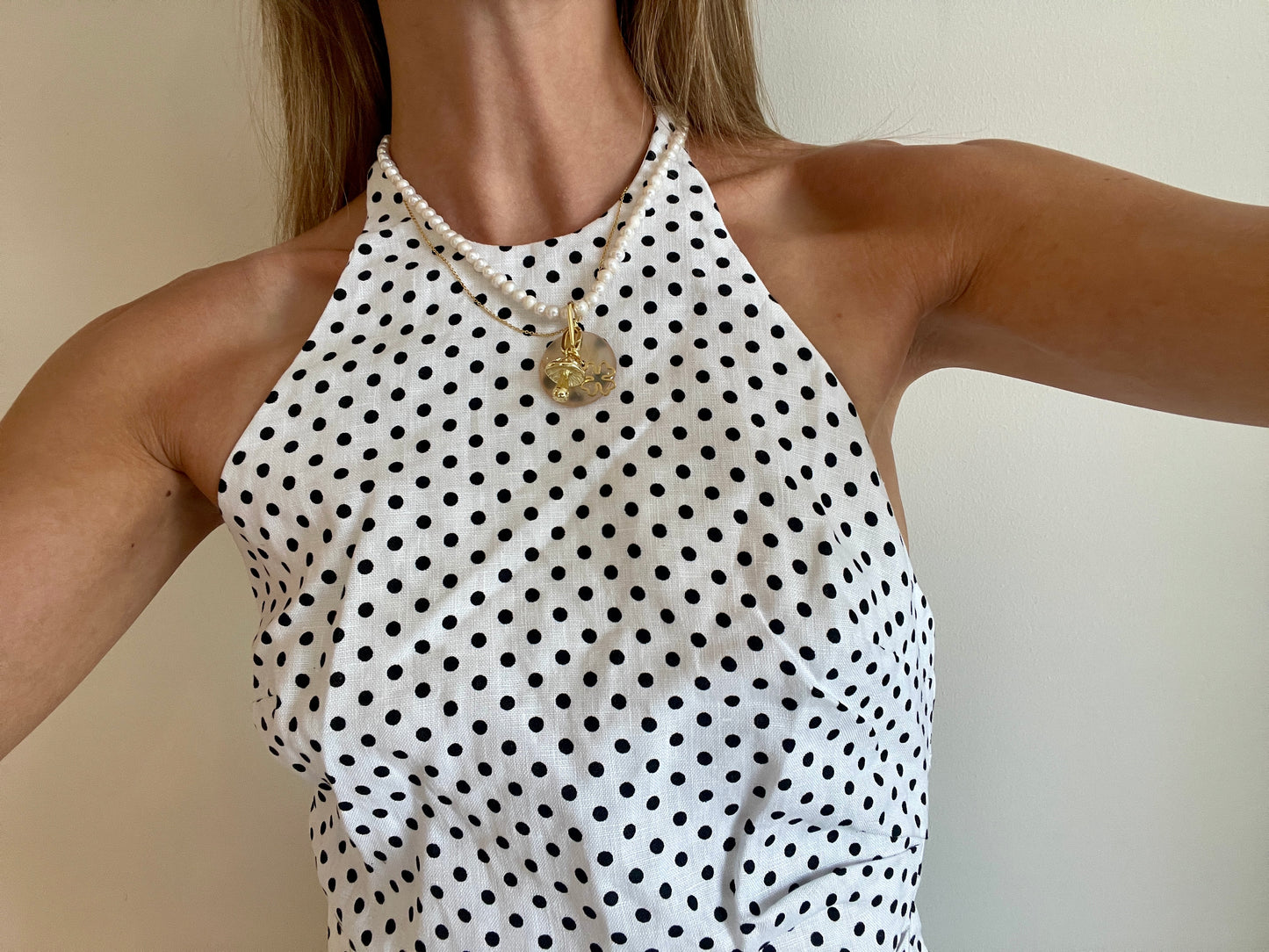 Necklace PEARL QUARTZ CHARMS