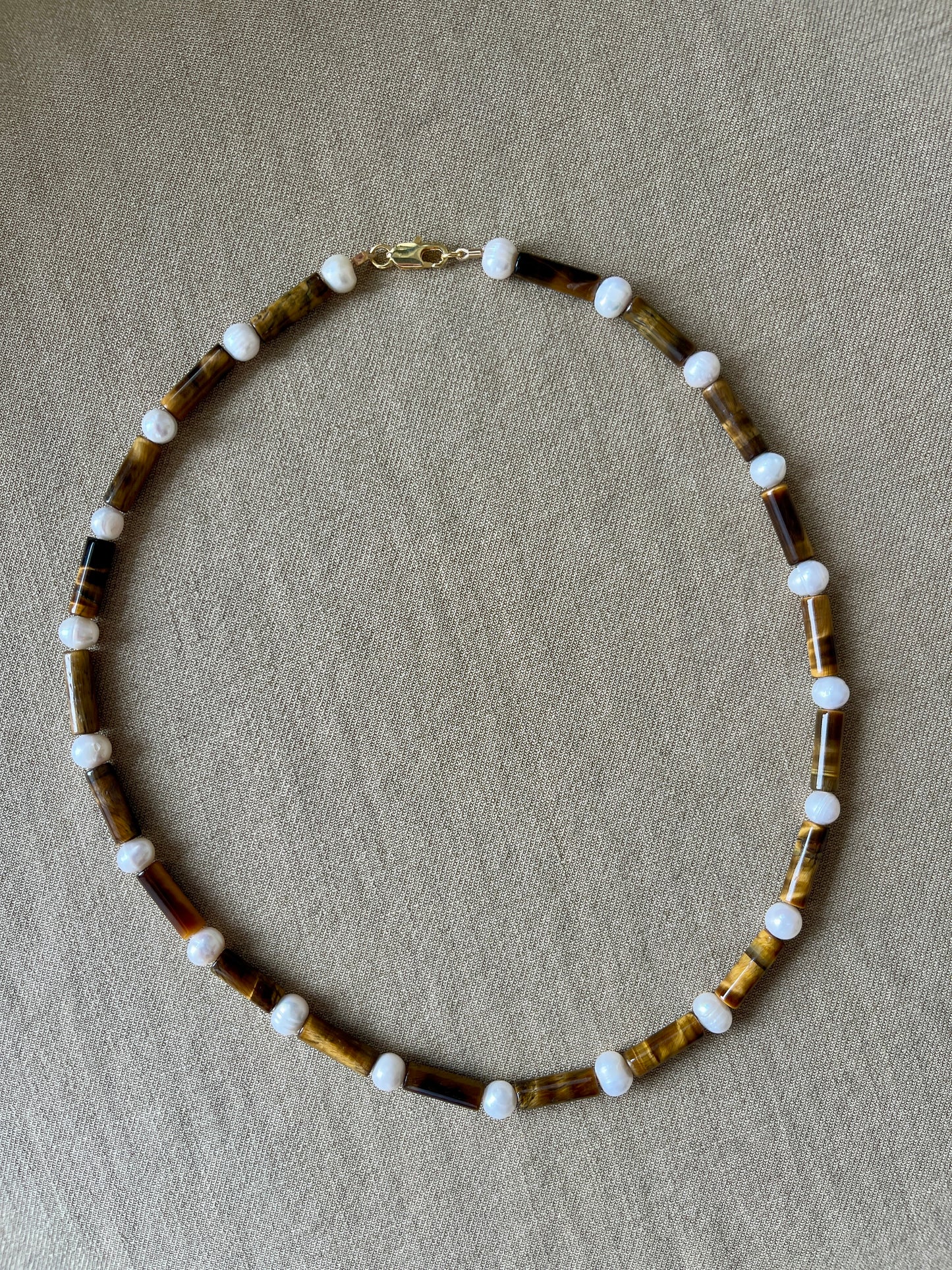 Necklace PEARL TIGER EYE MIKADO