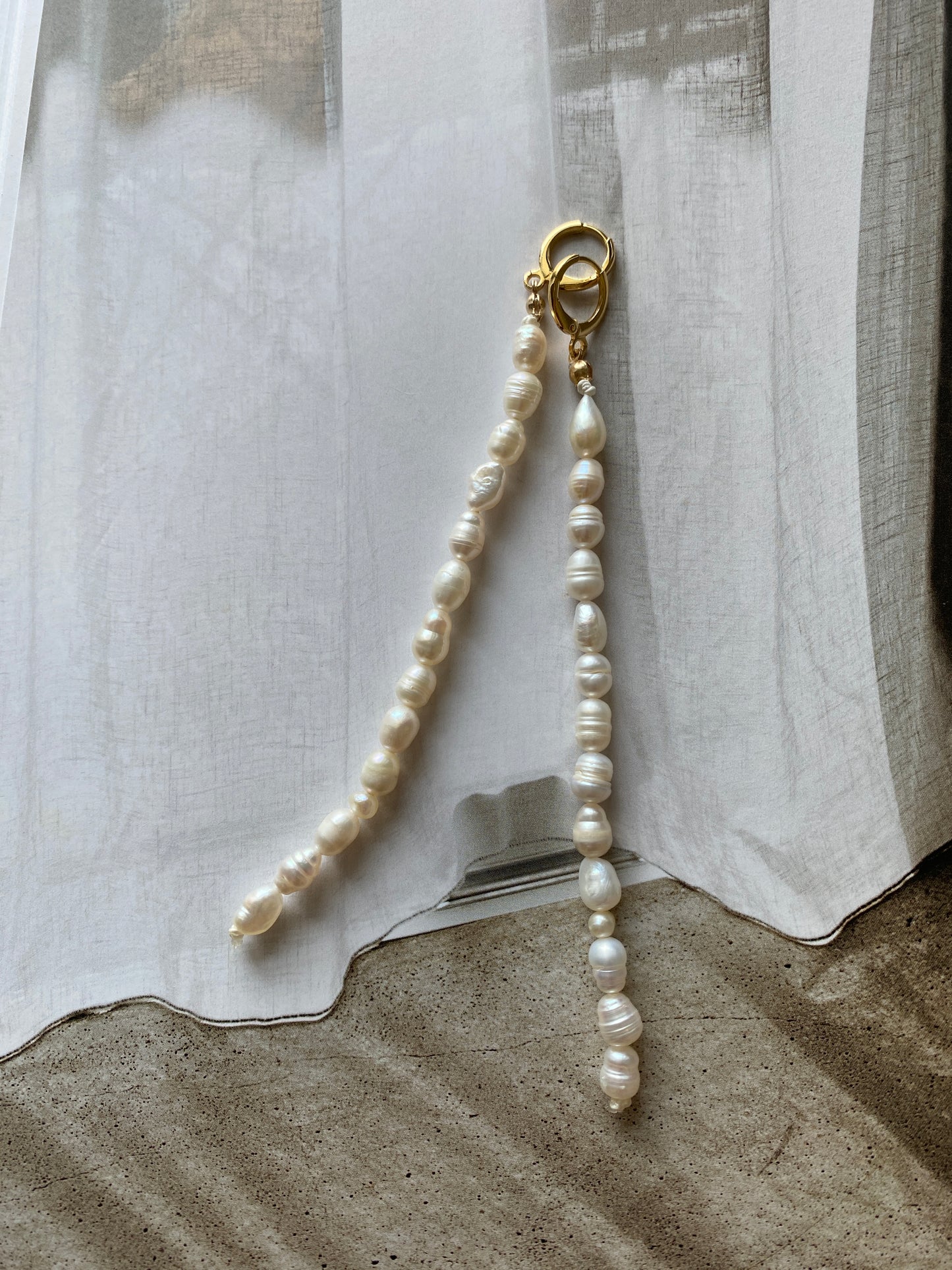 Earrings DANGLING PEARLS, long
