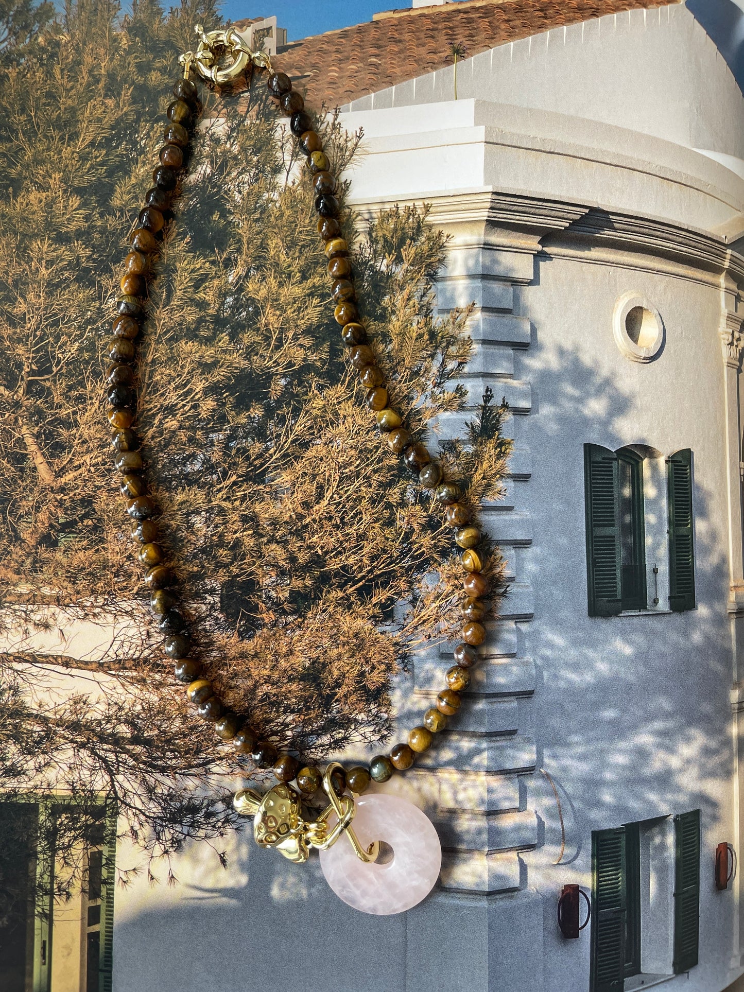 Necklace TIGER EYE QUARTZ CHARMS