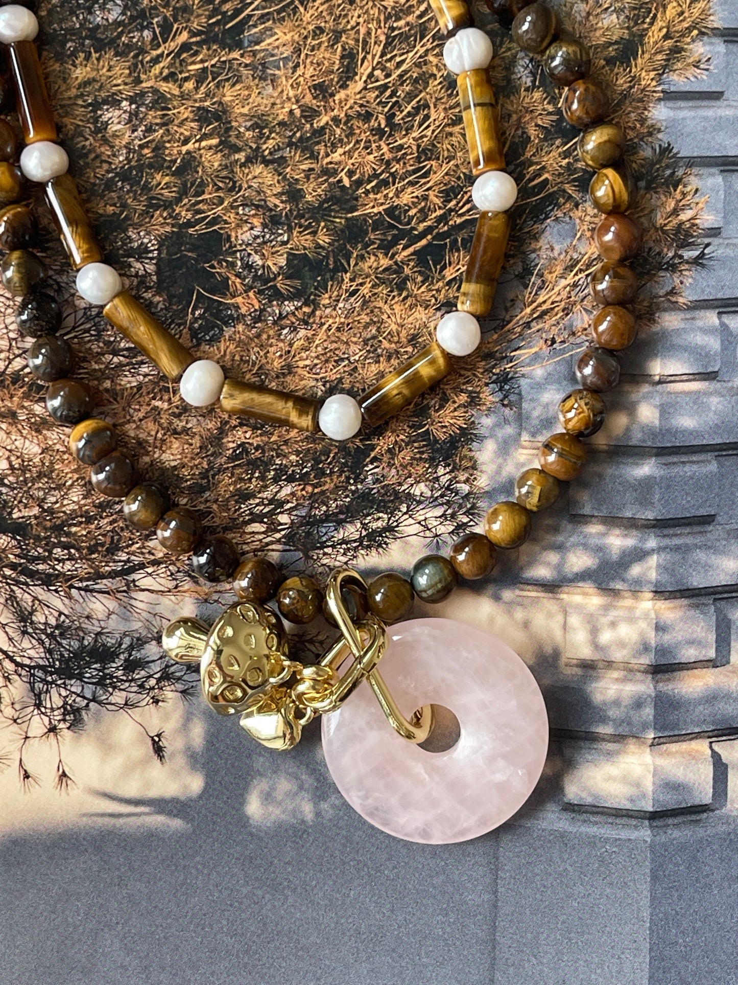 Necklace TIGER EYE QUARTZ CHARMS