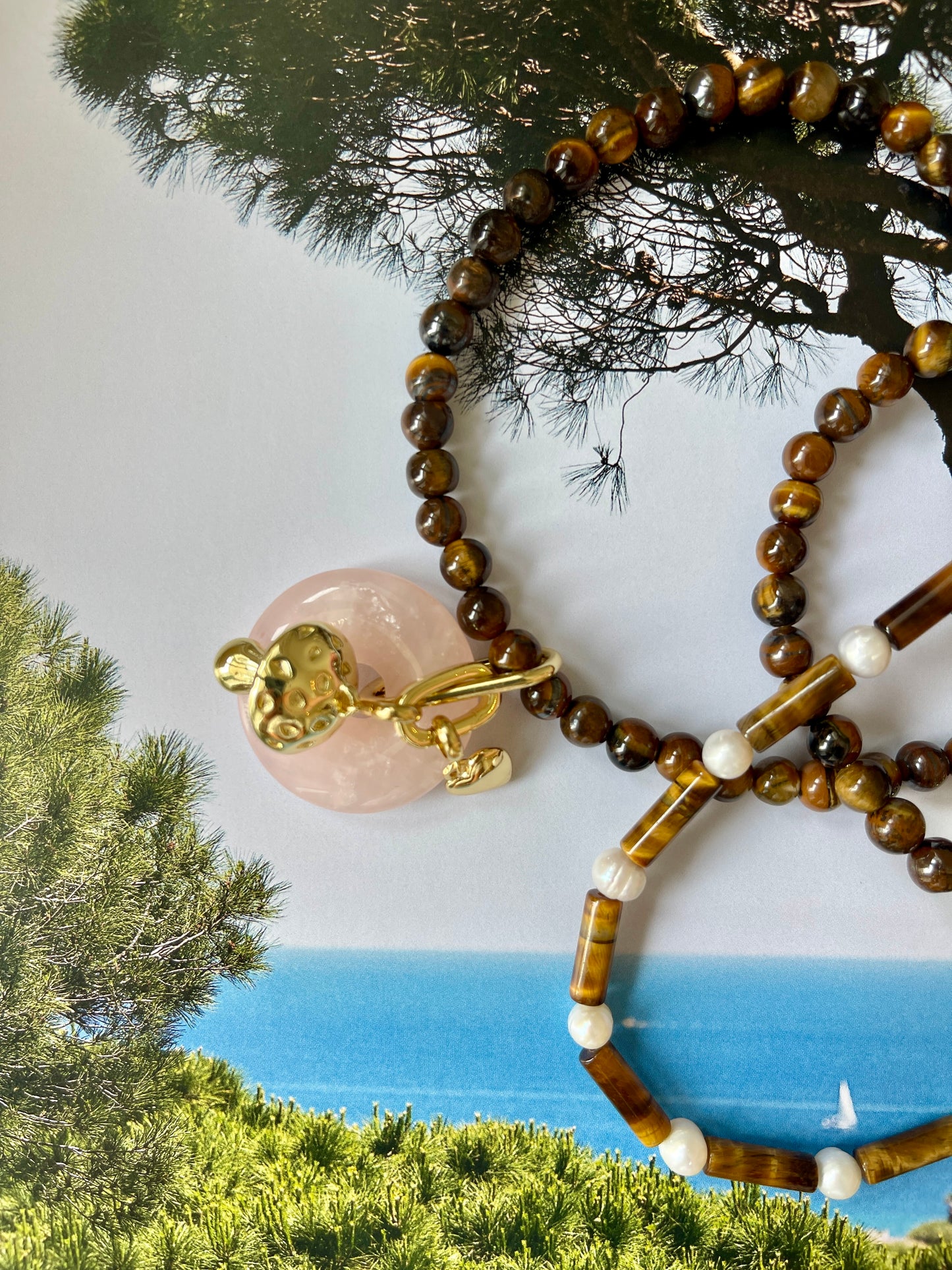 Necklace PEARL TIGER EYE MIKADO
