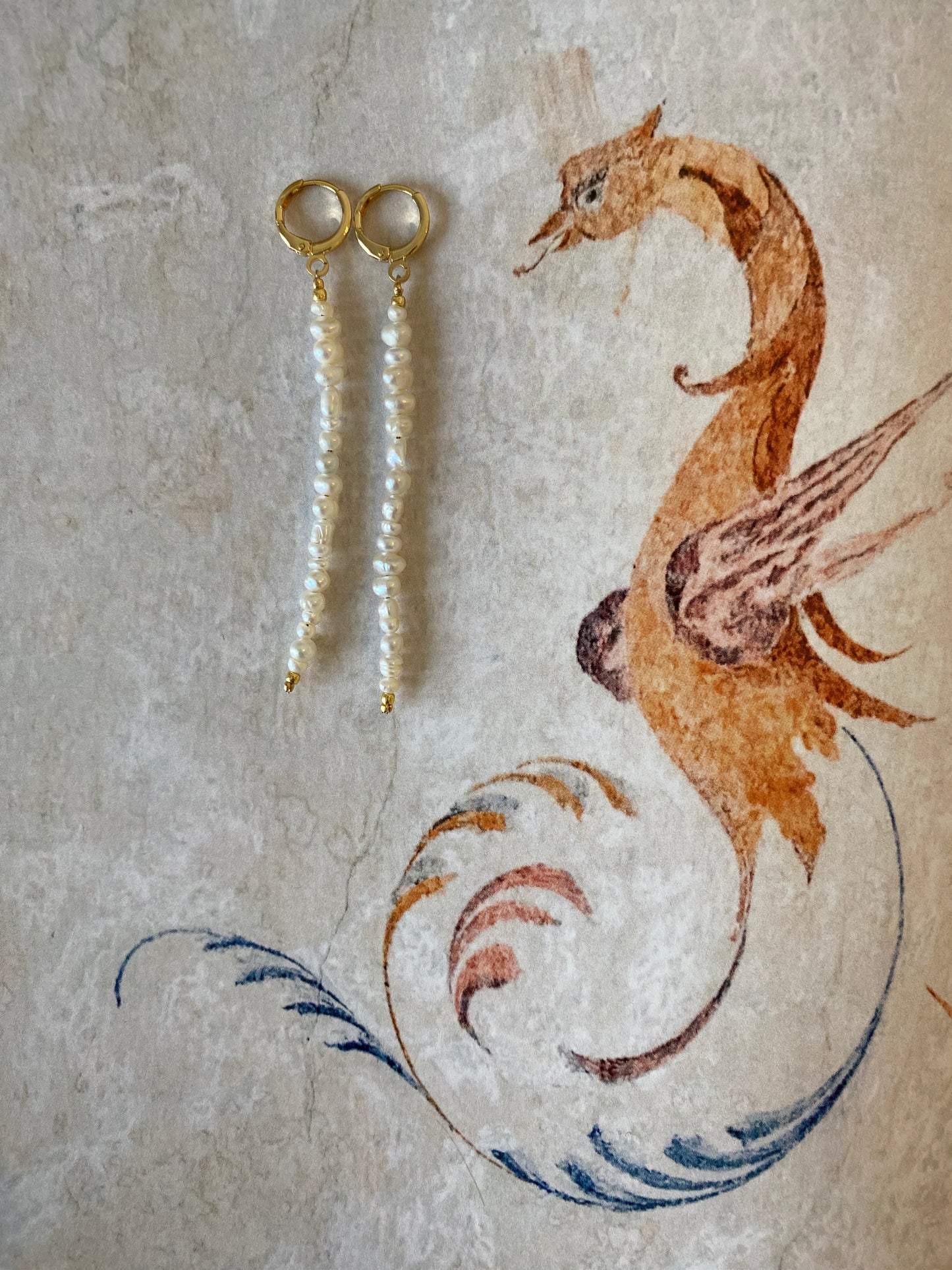 Earrings HANGING PEARLS, long