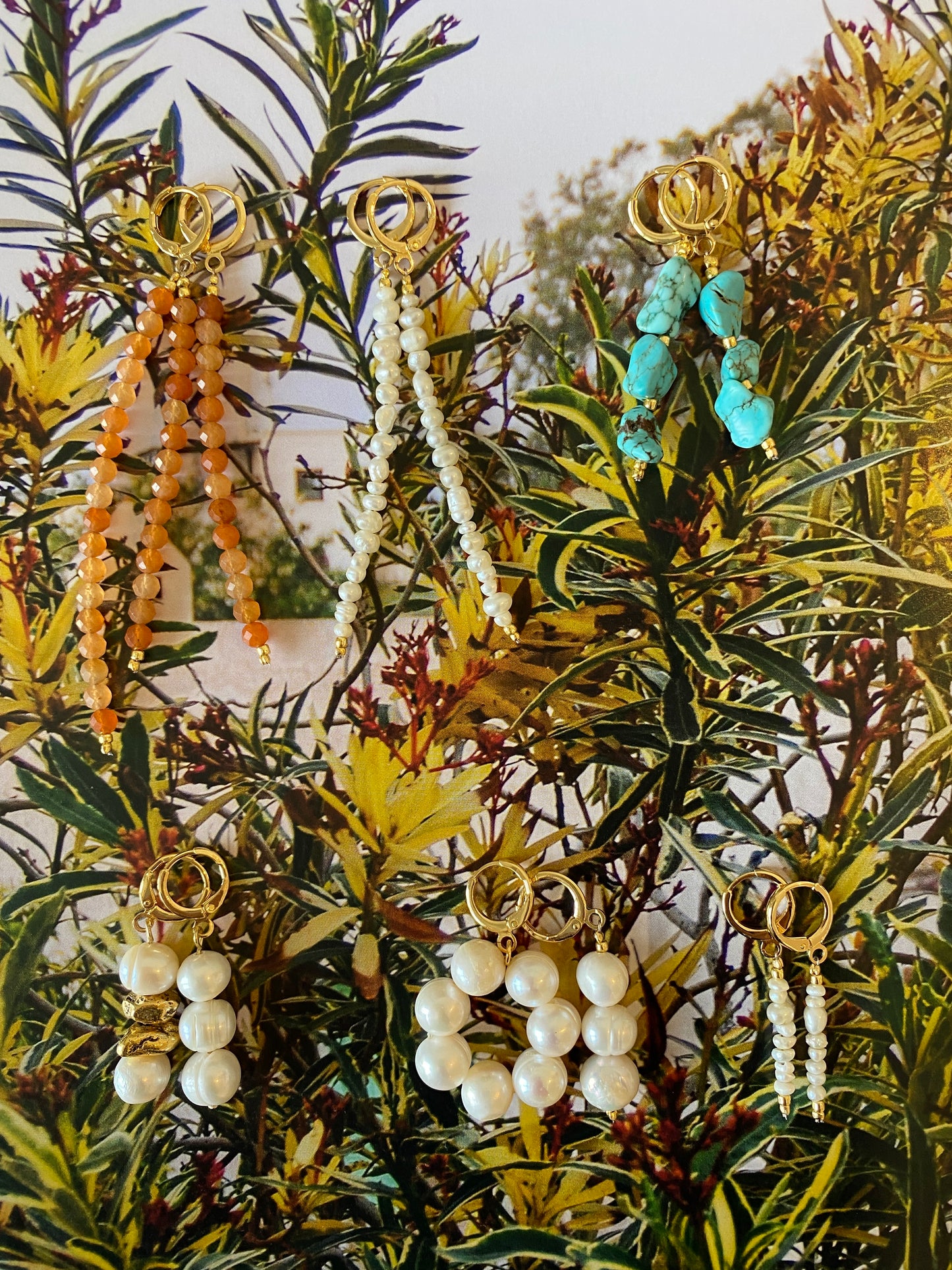 Earrings HANGING PEARLS, long