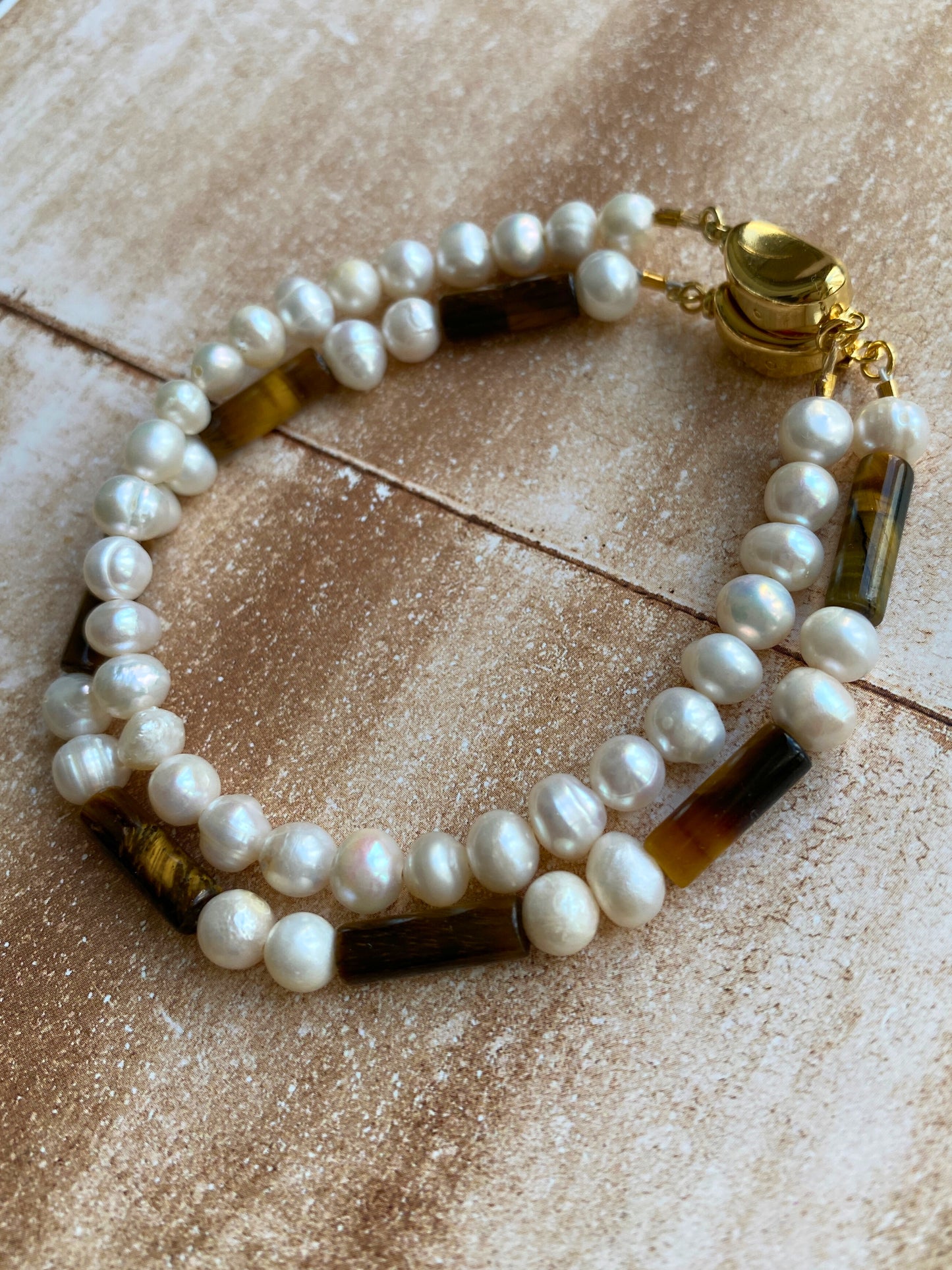 PEARL TIGER EYE MIKADO Bracelet
