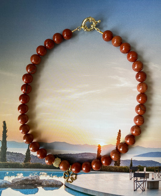 Necklace RED JASPER, bold