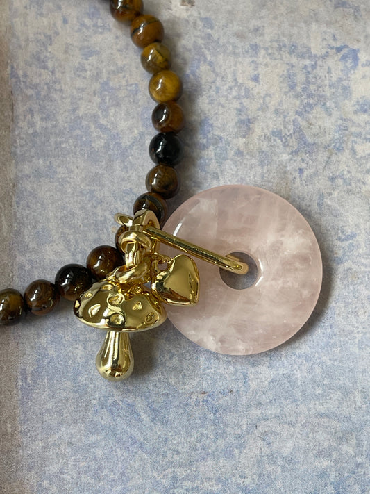 Necklace TIGER EYE QUARTZ CHARMS
