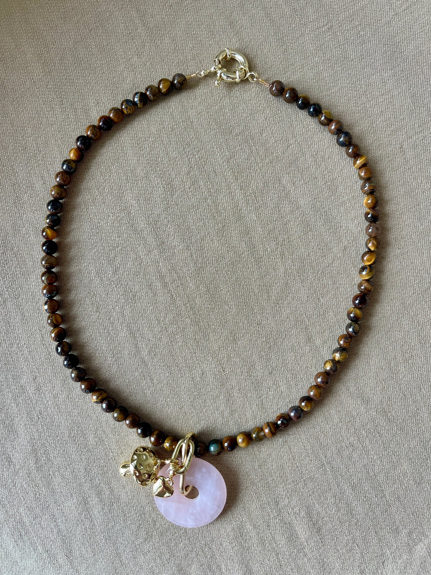 Necklace TIGER EYE QUARTZ CHARMS