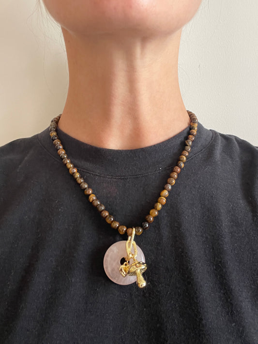 Necklace TIGER EYE QUARTZ CHARMS