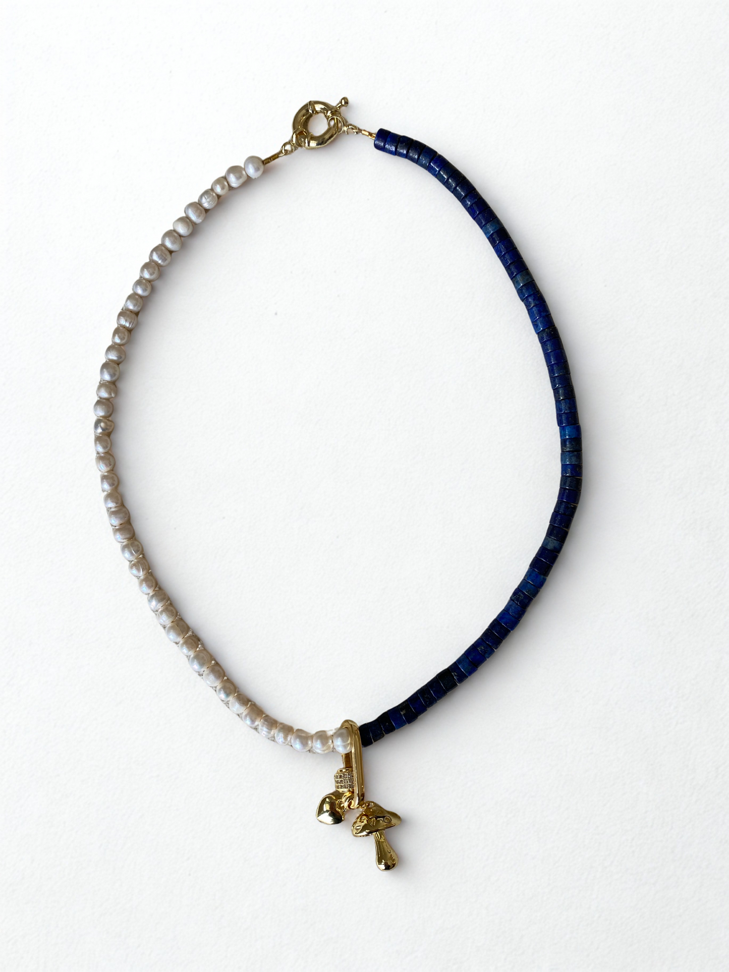Necklace PEARL LAZULI CHARMS