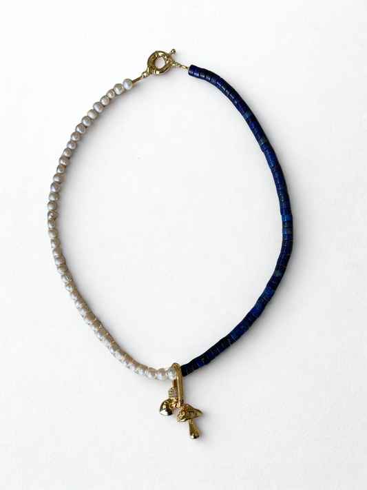 Necklace PEARL LAZULI CHARMS