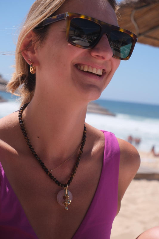 Necklace TIGER EYE QUARTZ CHARMS