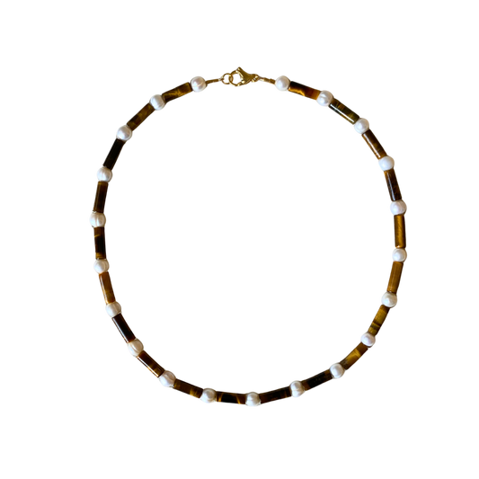 PEARL TIGER EYE MIKADO Necklace
