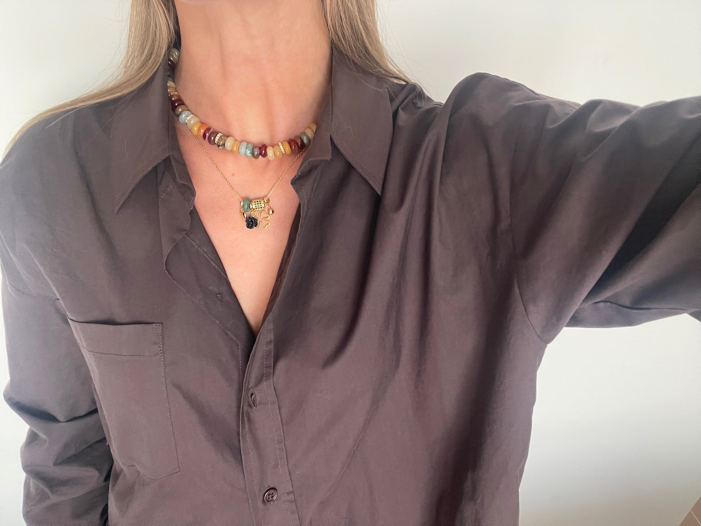 HAPPY CHARMS AGATE Necklace, green