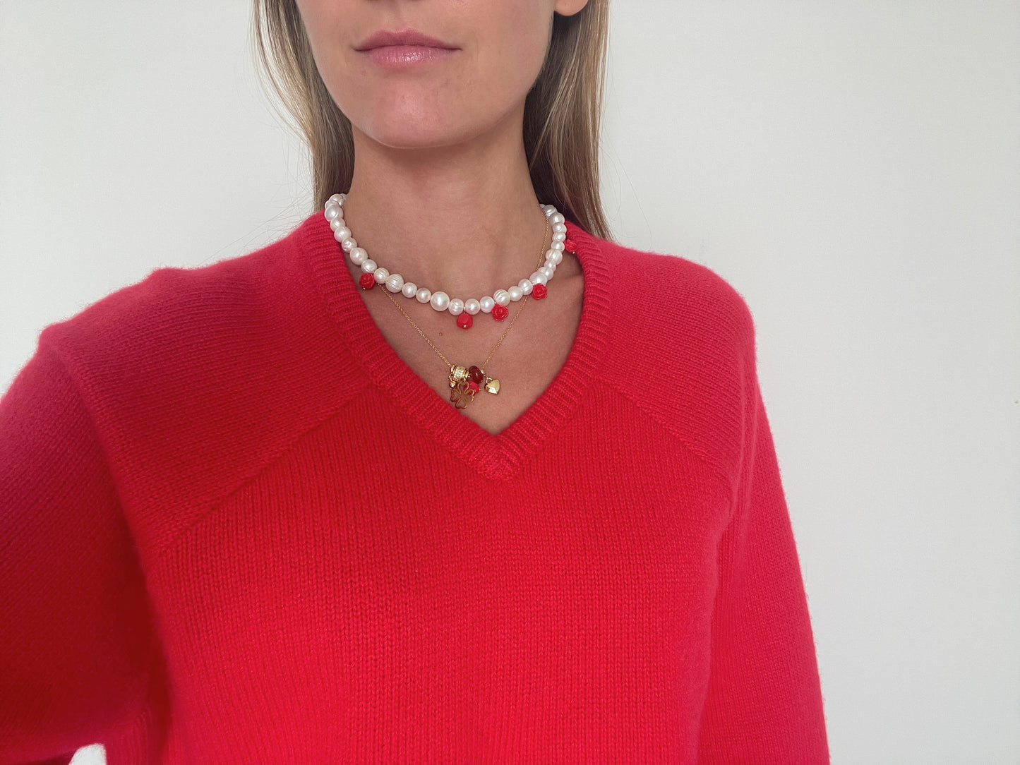 HAPPY CHARMS AGATE Necklace, red