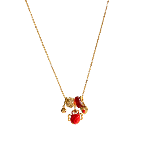 HAPPY CHARMS AGATE Necklace, red