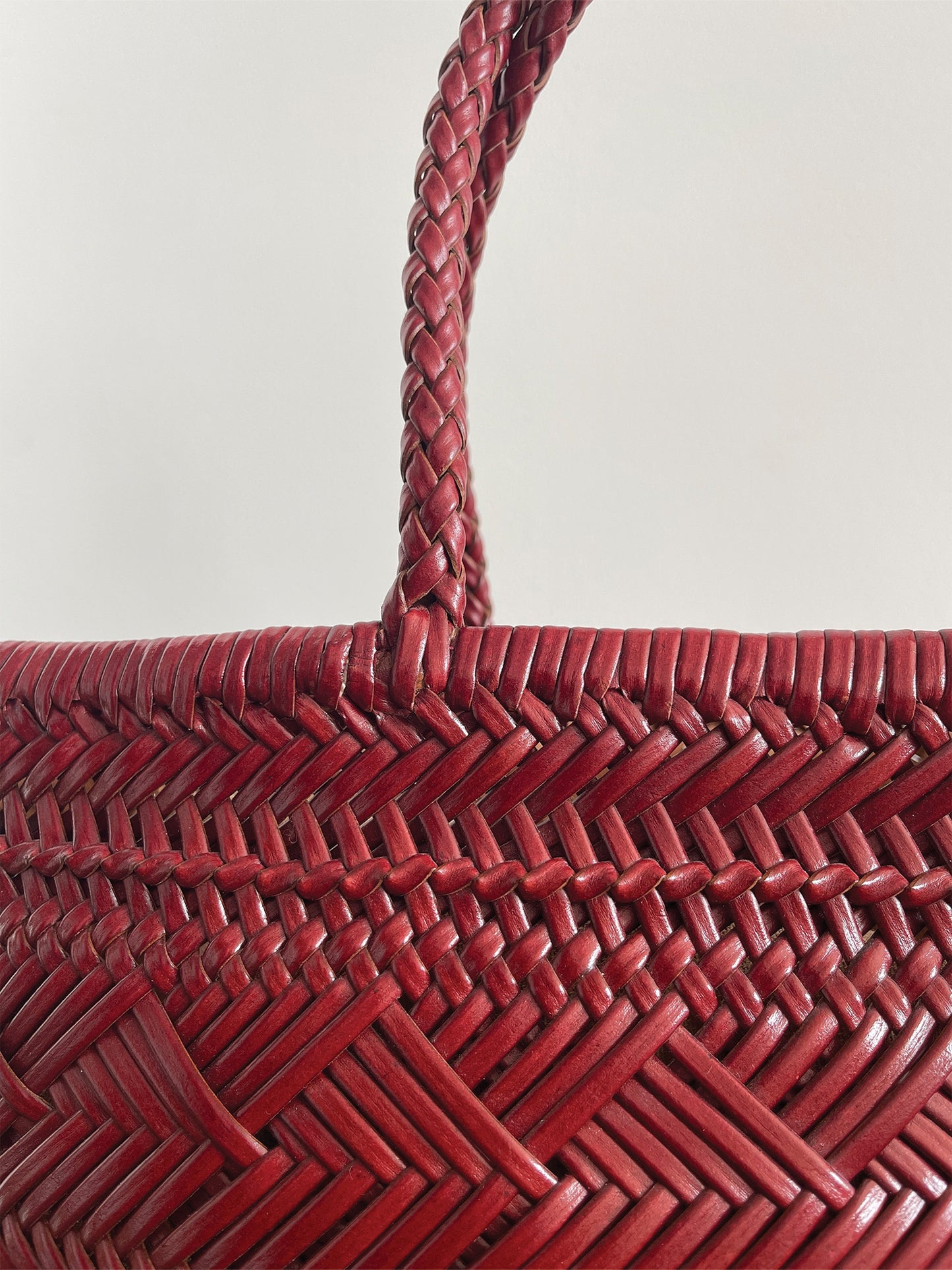 Leather woven bag SYDNEY, Burgundy