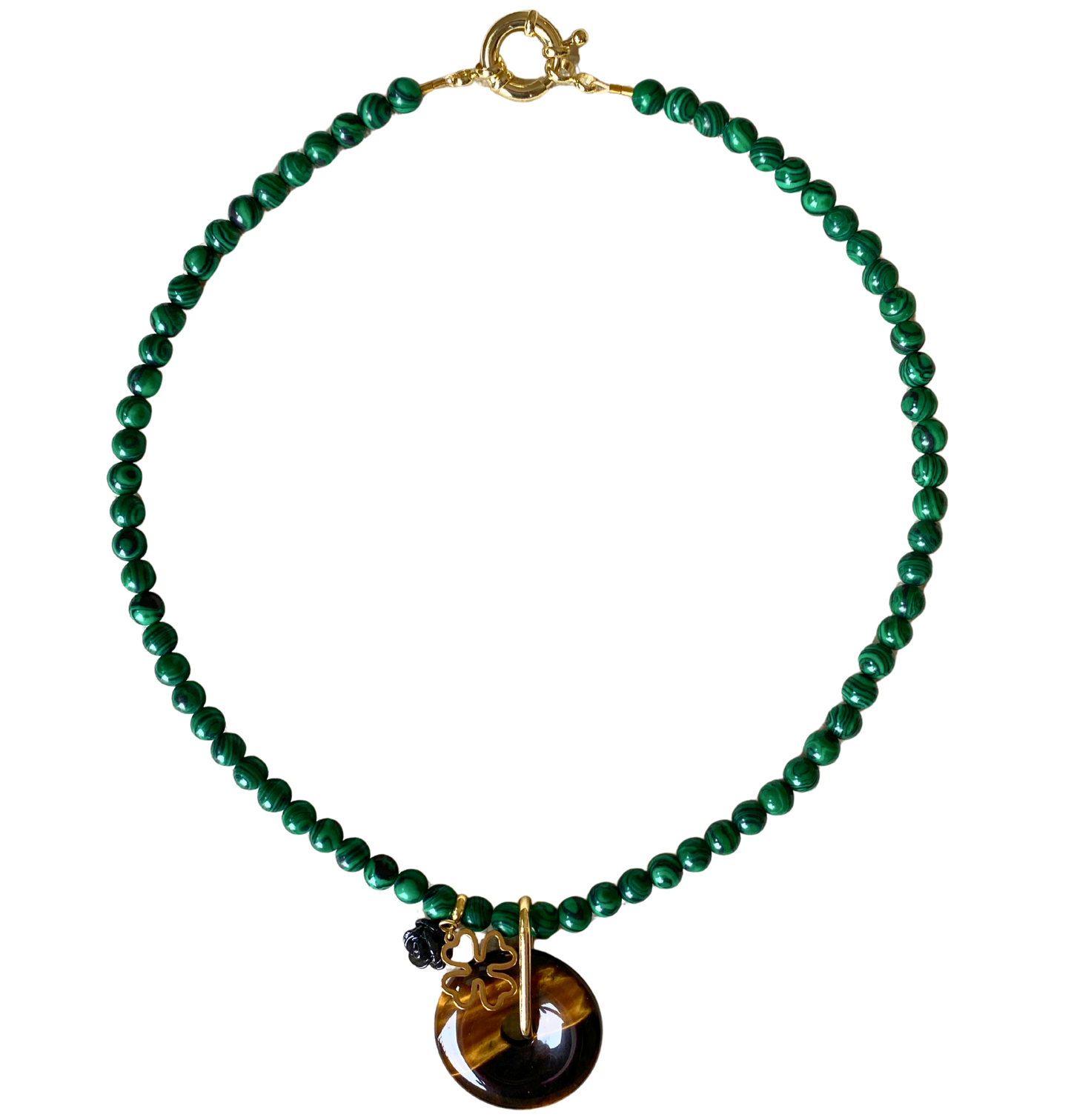 MALACHITE TIGER EYE CHARMS Necklace