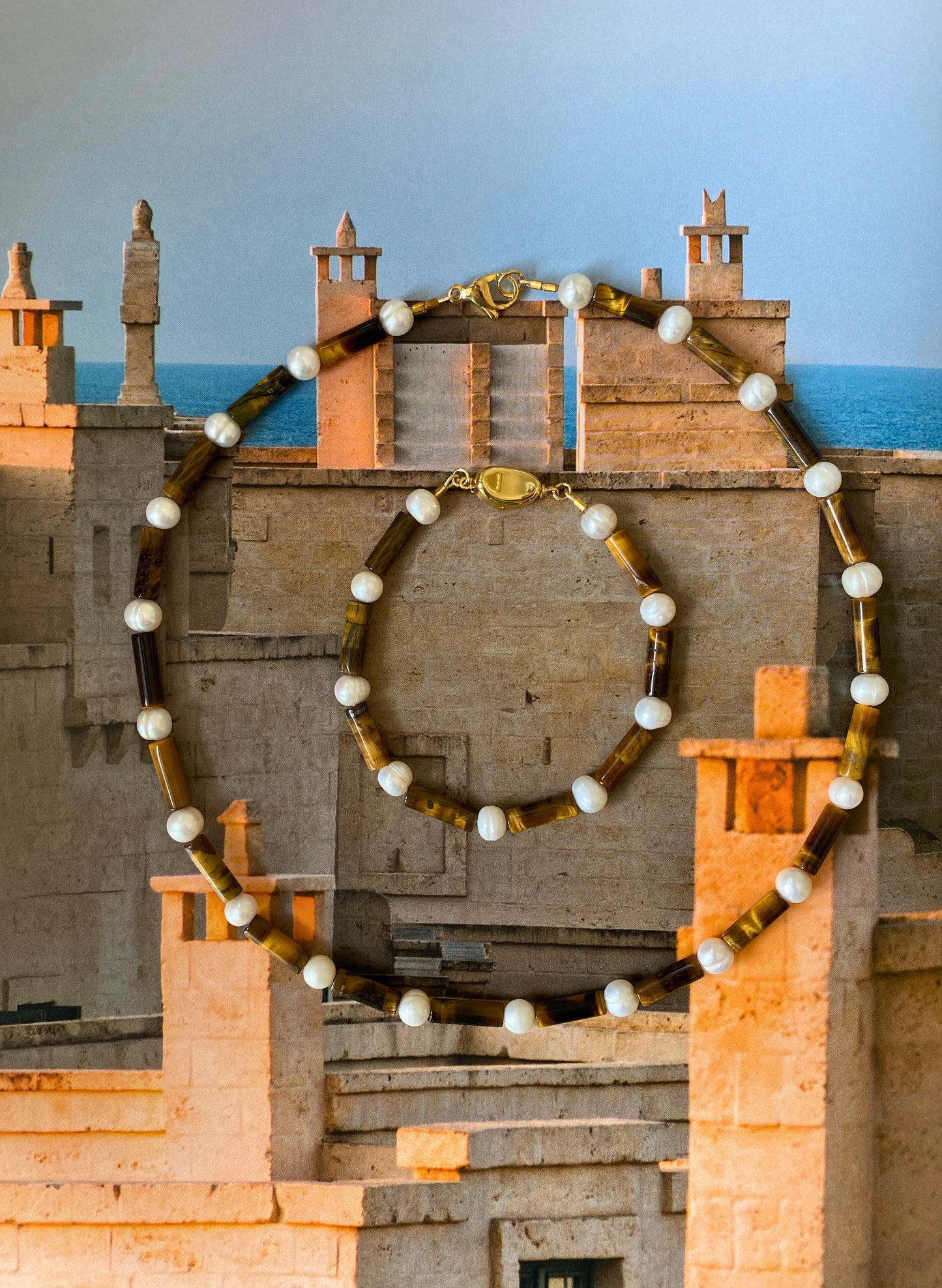 PEARL TIGER EYE MIKADO Bracelet
