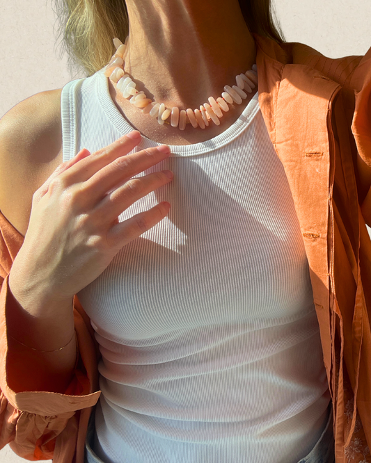 ROSE QUARTZ TEARDROP Gemstone Necklace