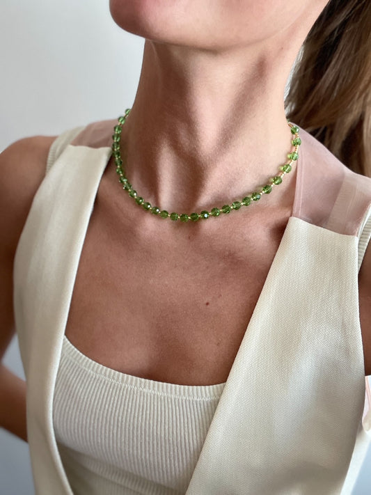 Necklace Crystal ST TROPEZ, Peridot Green