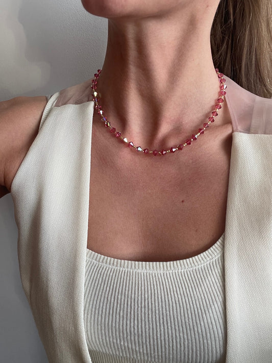 Necklace Crystal ST TROPEZ, Indian Pink