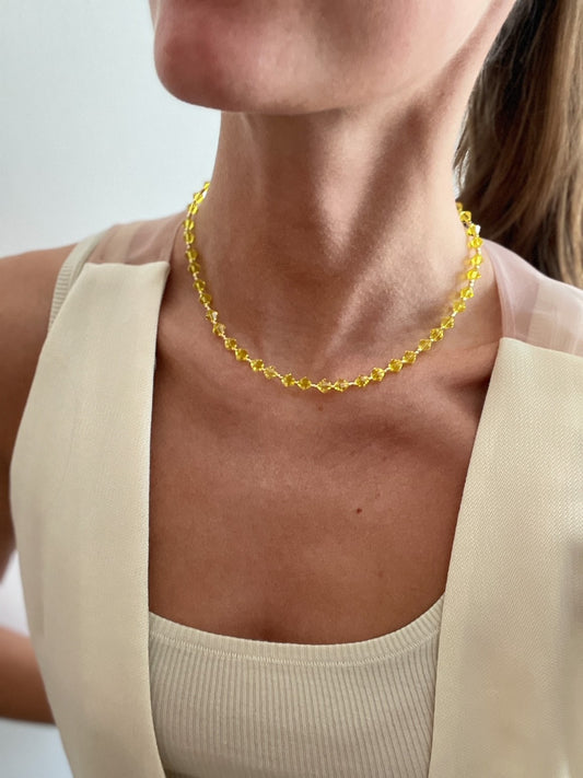 Necklace Crystal ST TROPEZ, Citrine Yellow