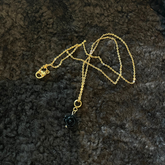 BLACK ROSE CHARM Necklace