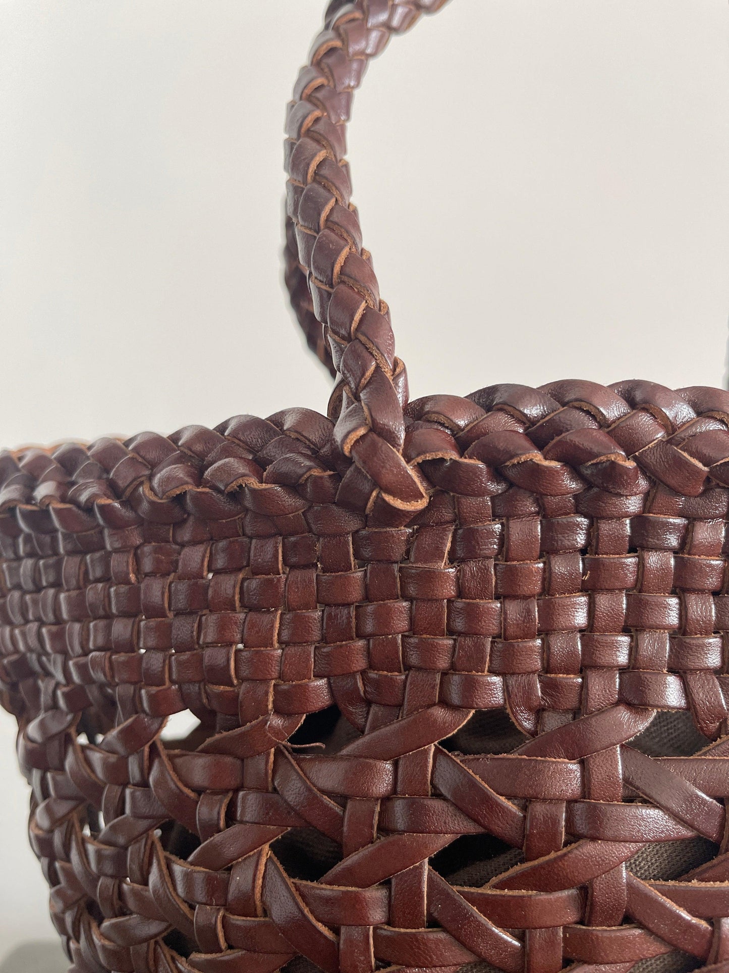 Leather woven bag SIENA, Coffee