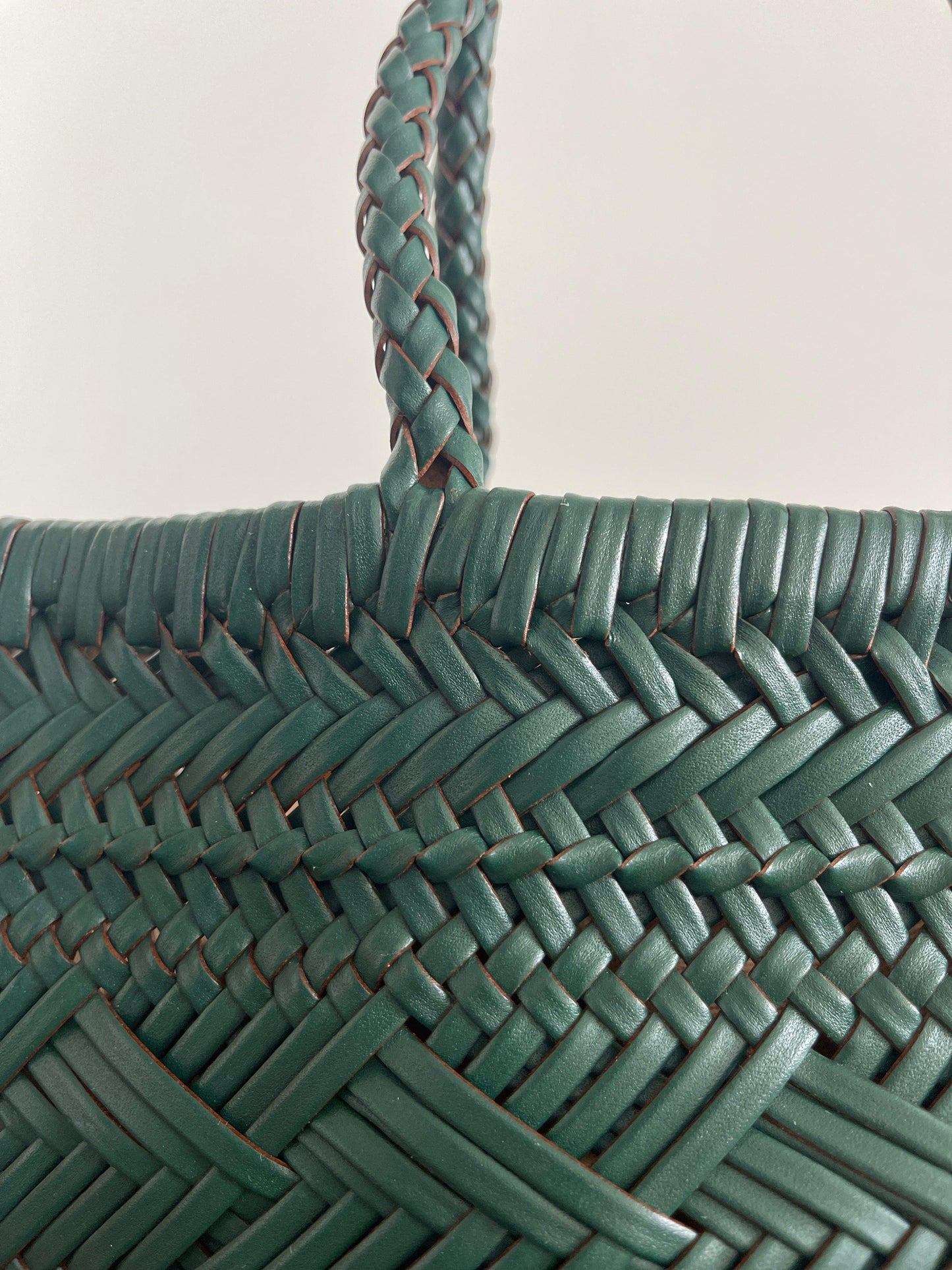 Leather woven bag SYDNEY, Green